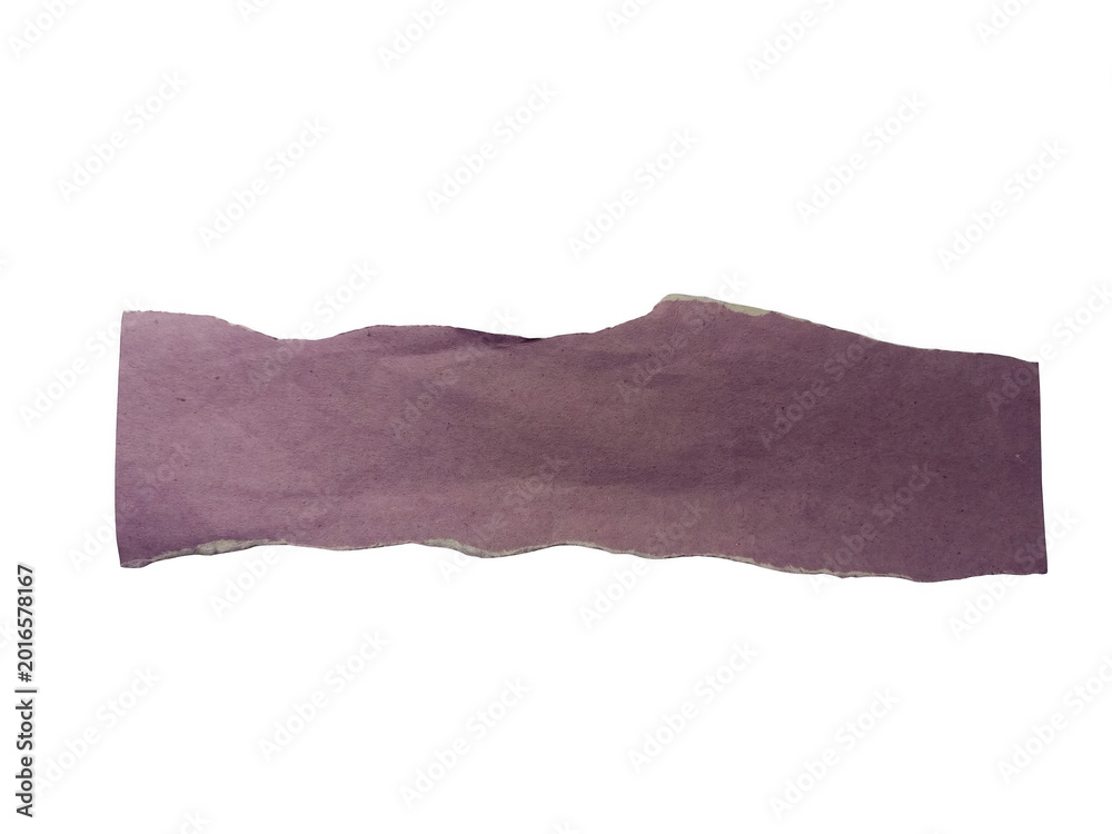 Fototapeta premium Single purple paper strip with rough torn edges isolated on transparent background for digital art
