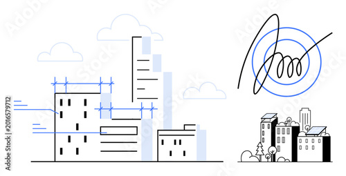 Принти на полотні Construction planning, modern architecture, urban development, real estate, property investment, cityscape planning