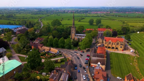 Aerial landscape showing Repton village center and historic architecture
