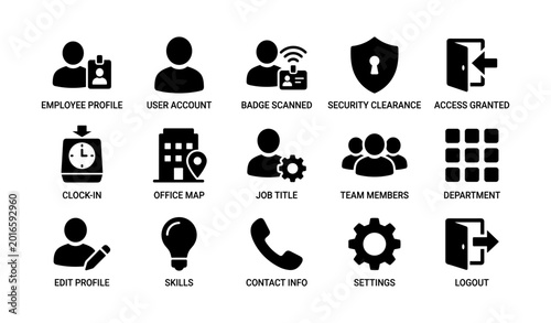 Employee profile and access icons for staff management
