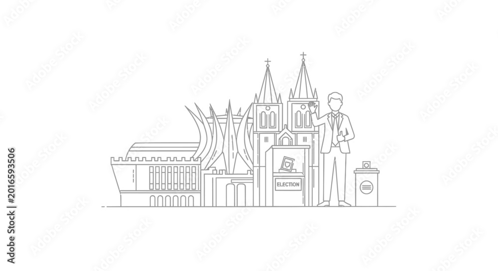 Fototapeta premium Businessman standing in front of Brasilia city landmarks