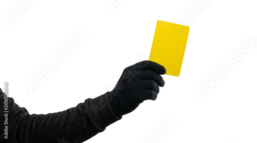 Bild auf Leinwand Referee hand holding yellow card isolated on transparent background png