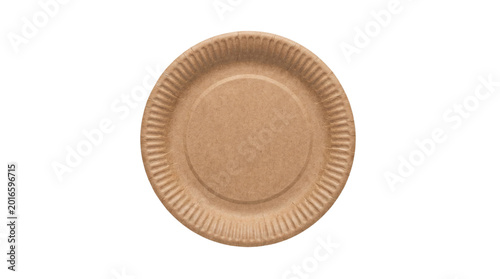 Canvastavla Round brown kraft paper plate isolated on transparent background png