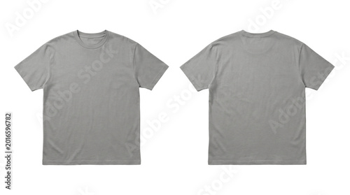 Grey t-shirt front back isolated on transparent background png