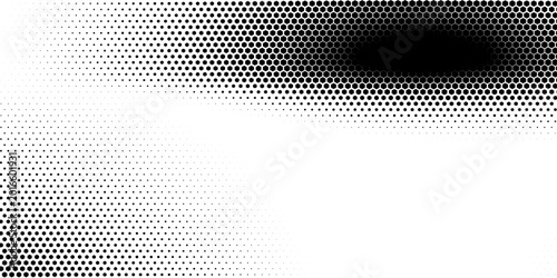 Halftone pattern dot and tone background half with grain gradient curve. Texture grunge transparent and fade hexagon white with line vector comic. Abstract stamp black and backdrop stipple.