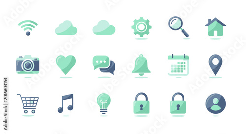 Collection of web icons and symbols.