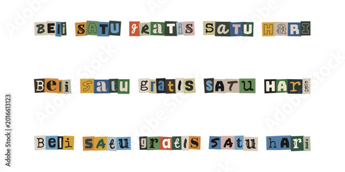Canvas-taulu Beli satu gratis satu hari ransom note style typography, cutout letters collage