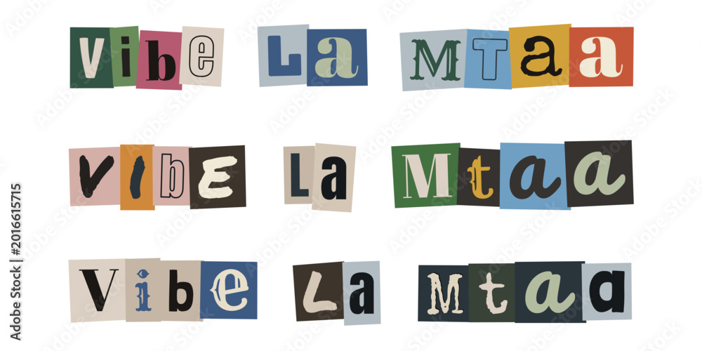 Fototapeta premium vibe La Mtaa. Swahili street vibe typography collage in ransom note style for urban design and creative projects