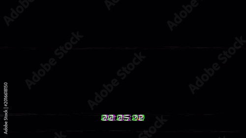 VHS Glitch Countdown Timer Overlay Retro Analog Tape Distortion Effect