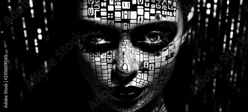 art of halloween a black and white high contrast full body,generative AI
