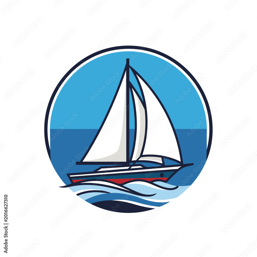 Fototapeta premium Sailboat on the Water Surface.