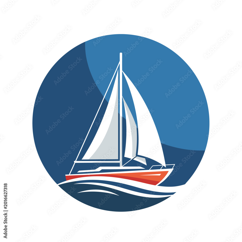 Fototapeta premium Sailboat on the Water Surface.