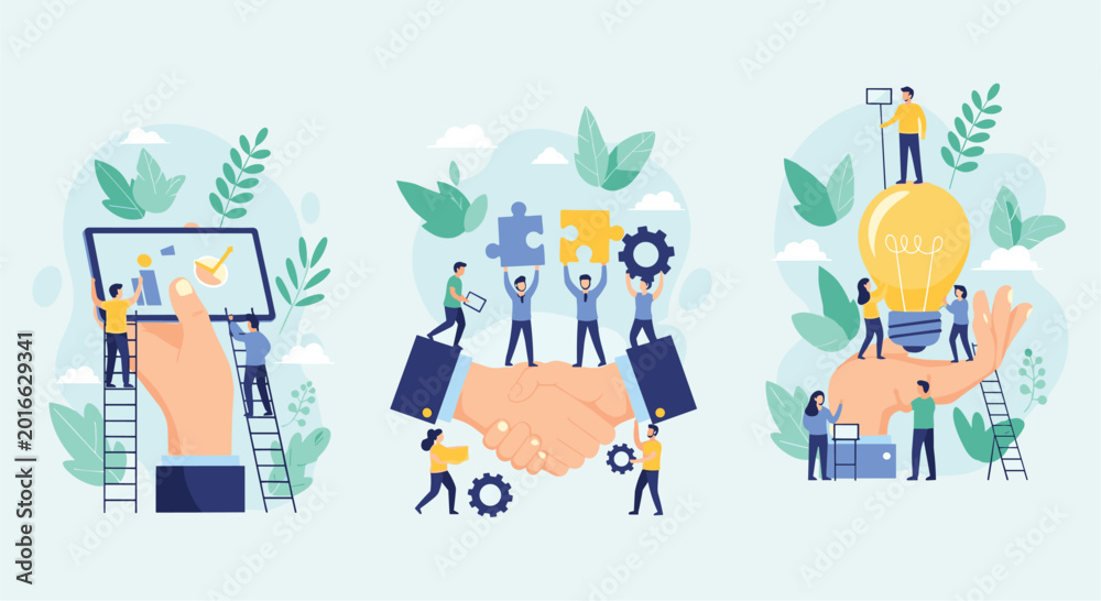 Fototapeta premium collaboration design, creative idea teamwork, partnership busines , colla