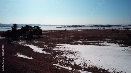 The shore of frozen Lake Baikal
