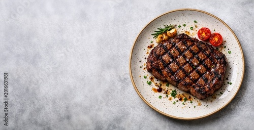 A Plate of Grilled Steak  w...