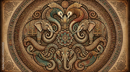 Intricate Ancient Stone Carving Design.