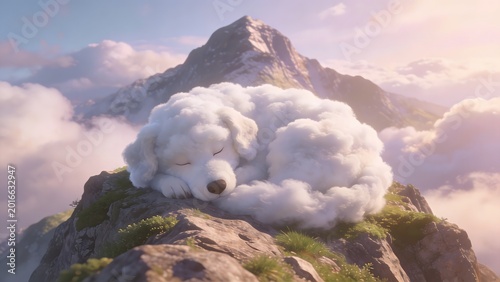 Polar bear on mountain peak.