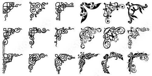 Fotografía Vector illustration of decorative frame corner set