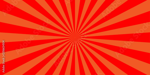 Retro red and orange abstract explosion vintage ray sunrise star sunbeam texture background. vector illustration circle light banner cartoon add design.
