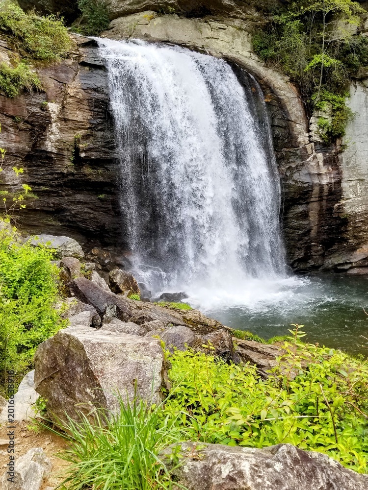 Obraz premium waterfall in the forest with rocks and greenery 