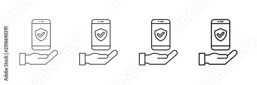фотографія Embedded Insurance Icons Vector Set In Different Stroke Line Style