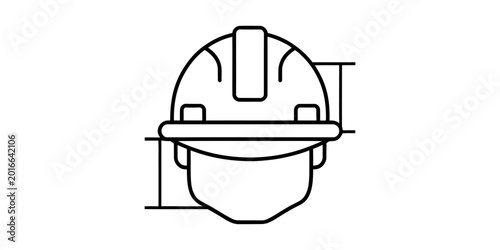 Photos Simple line art icon of a hard hat, representing safety and construction