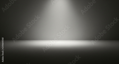 Empty space of Studio dark room black concrete wall and spotlight with concrete floor for showing product.