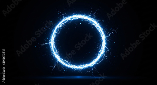 blue circle light frame on black background.Blue light effects on round placeholder for your text on dark background.a blue glowing circle.for futuristic or technology-themed designs.