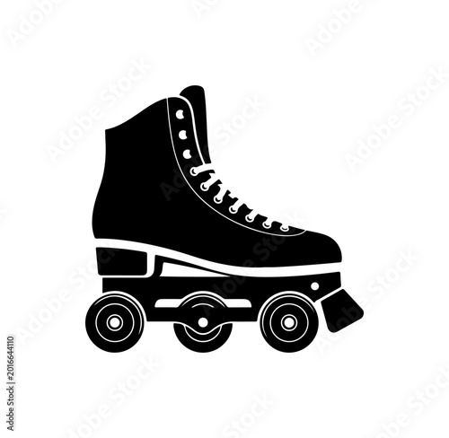 Bold Black Roller Skate Silhouette Vector Illustration