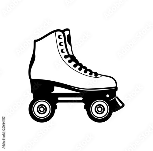 Bold Black Roller Skate Silhouette Icon