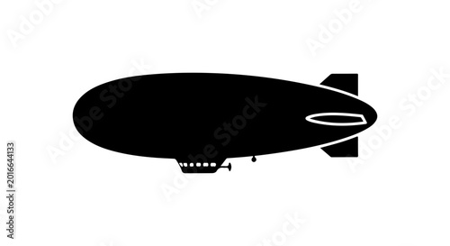 Black Bold Blimp Airship Silhouette Vector Art