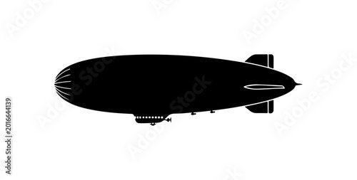 Bold Black Blimp Airship Silhouette Vector Illustration
