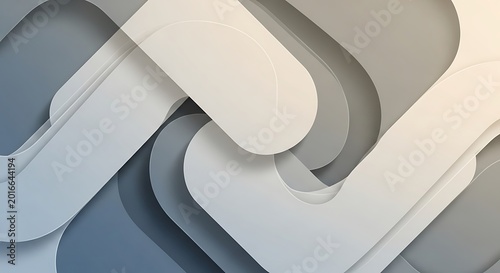 Abstract layered shapes with soft shadows and a gradient background