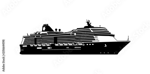 Bold Cruise Ship Silhouette Vector Art - Modern Cruise Liner Design
