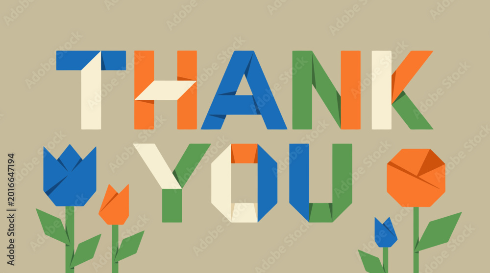 Obraz premium Origami Paper Fold Thank You Creative Design
