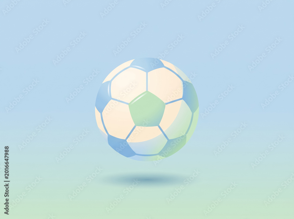 Fototapeta premium Soccer ball floating on a blue gradient