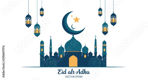 Foto Eid al Adha mosque illustration design.