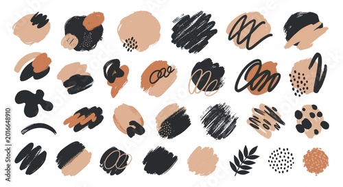 Fotografie Abstract organic shapes and brush strokes in earthy tones.