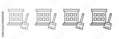 Εκτύπωση καμβά Housekeeping Icons Vector Set In Different Stroke Line Style
