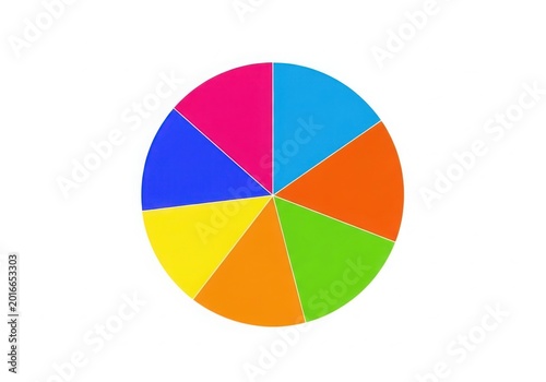 Free Download Colorful pie chart divided into seven equal slices - GFXLoad