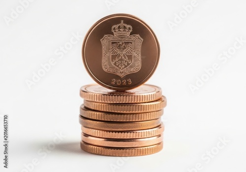 Stacked gold coins with crown emblem on top