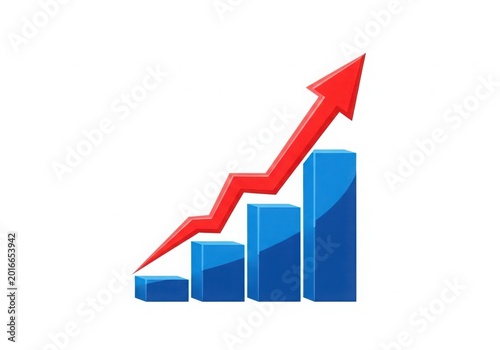 Free Download Red upward arrow growing over blue bar chart - GFXLoad