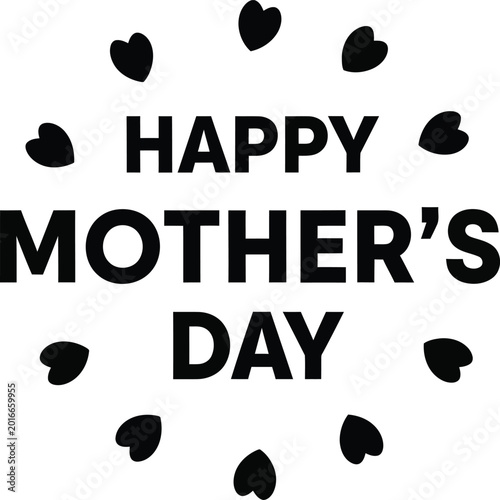 Happy Mothers Day text with hearts