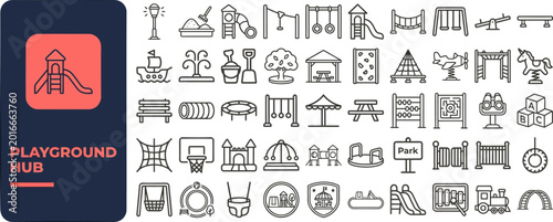 Foto Playground Hub and Kid Park outline icon set