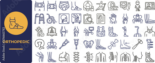 Photos Orthopedic and Bone Therapy outline icon set