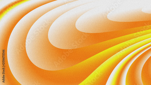 Photos Smooth abstract wave pattern background in neon lemon yellow, orange, and white, with a retro grainy texture