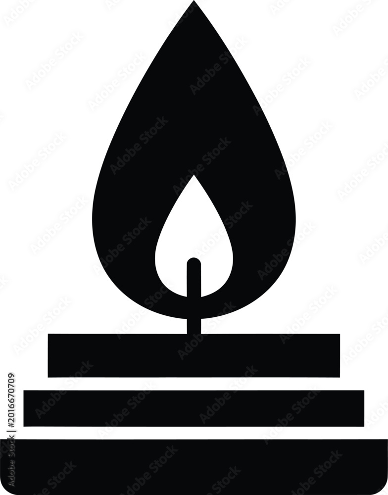 Fototapeta premium Burning candle flame icon for meditation or spiritual peace concept