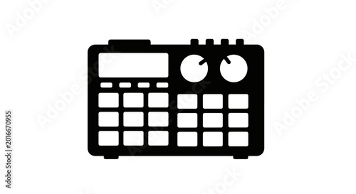 Tableau sur toile Minimalist Black Music Sampler Drum Machine Icon