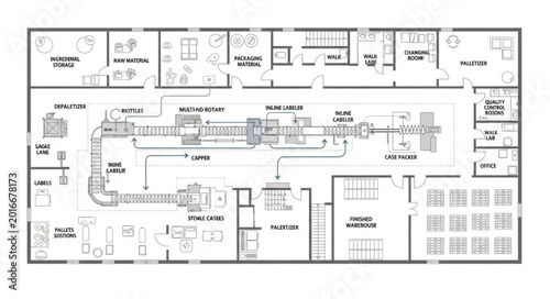 Canvastavla Detailed architectural blueprint of a scientific research facility laboratory