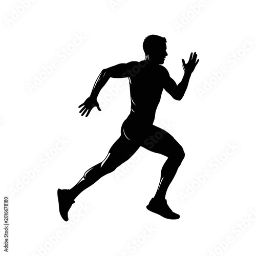 Tableau sur toile Man Running in Full Sprint Motion.